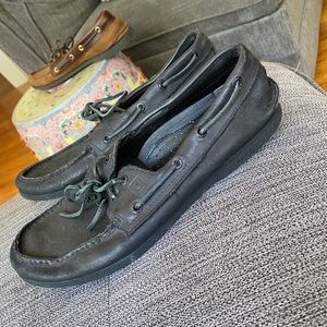 All Black Sperry top siders